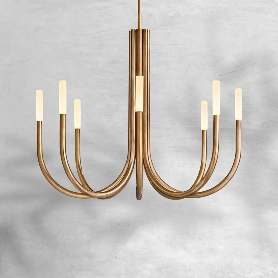 Minimalist Brushed Brass Ring Chandelier