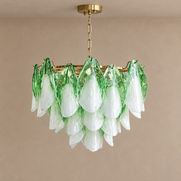 Minimalist Glass and Stainless Steel Chandelier