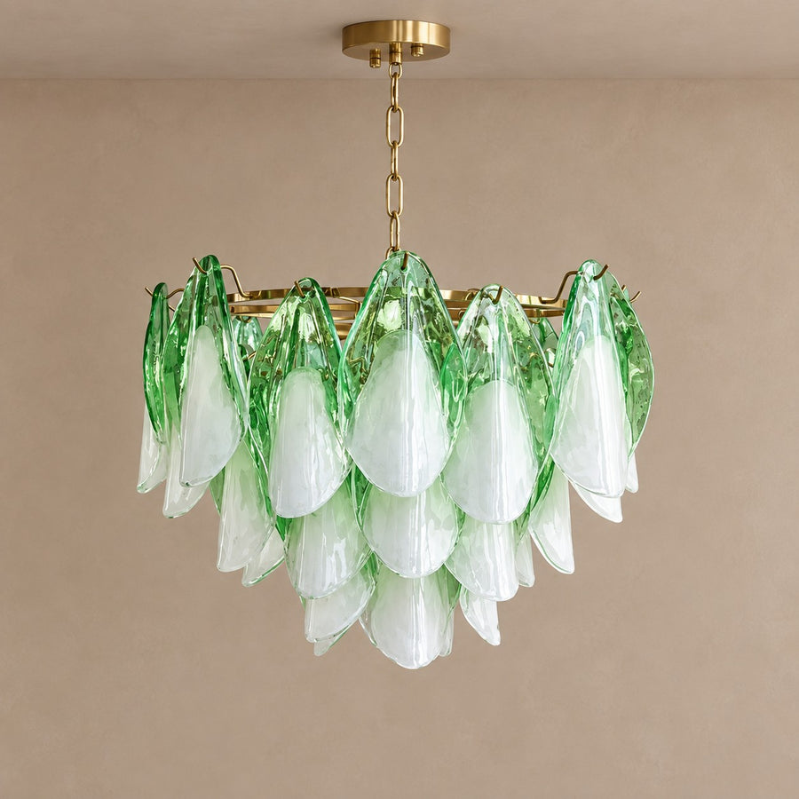 Minimalist Glass and Stainless Steel Chandelier