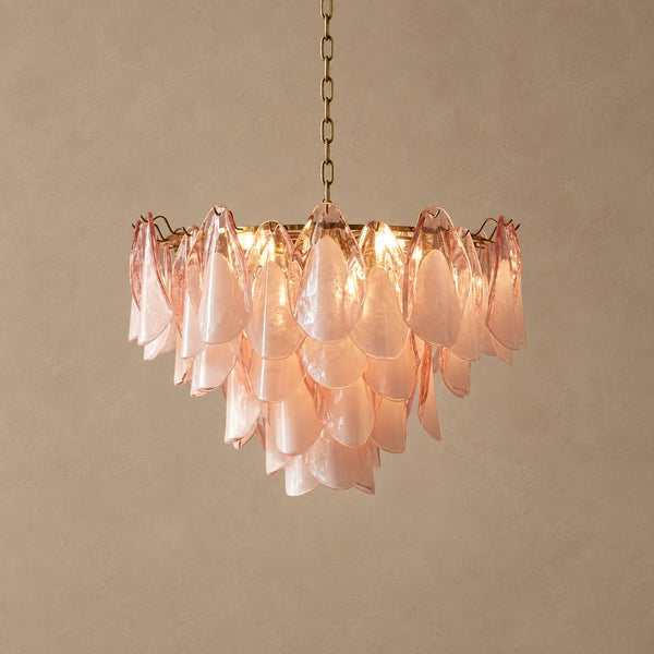 Minimalist Glass Cluster and Stainless Steel Chandelier