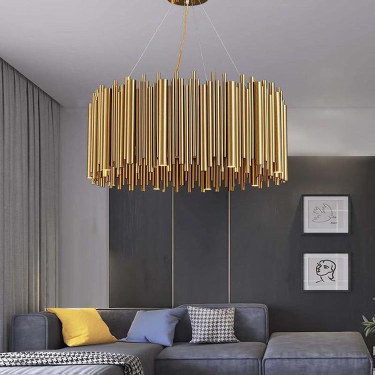 Minimalist Polished Stainless Steel Chandelier