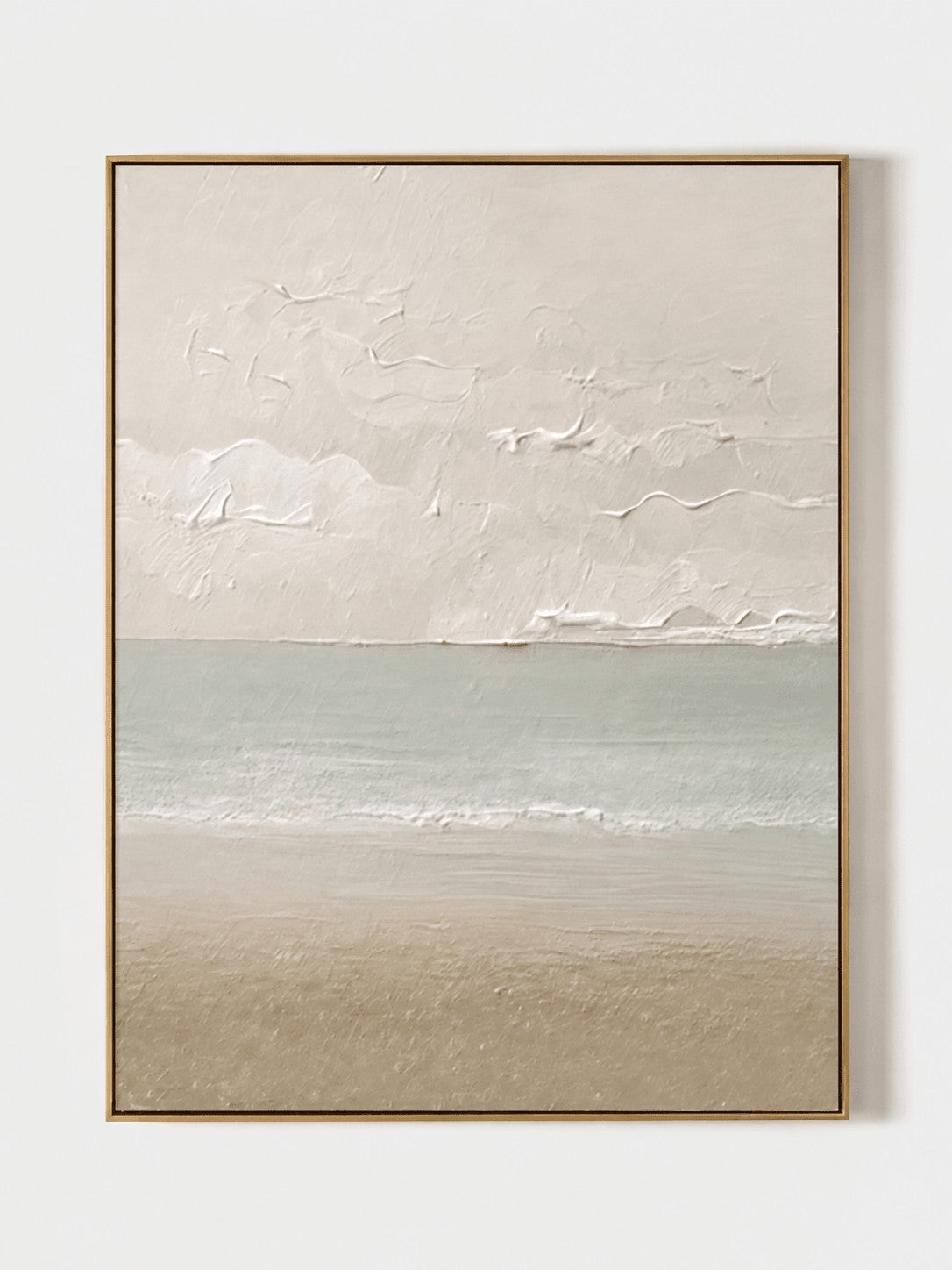 Minimalist Textured Coastal Wall Art, Calm Sea Horizon