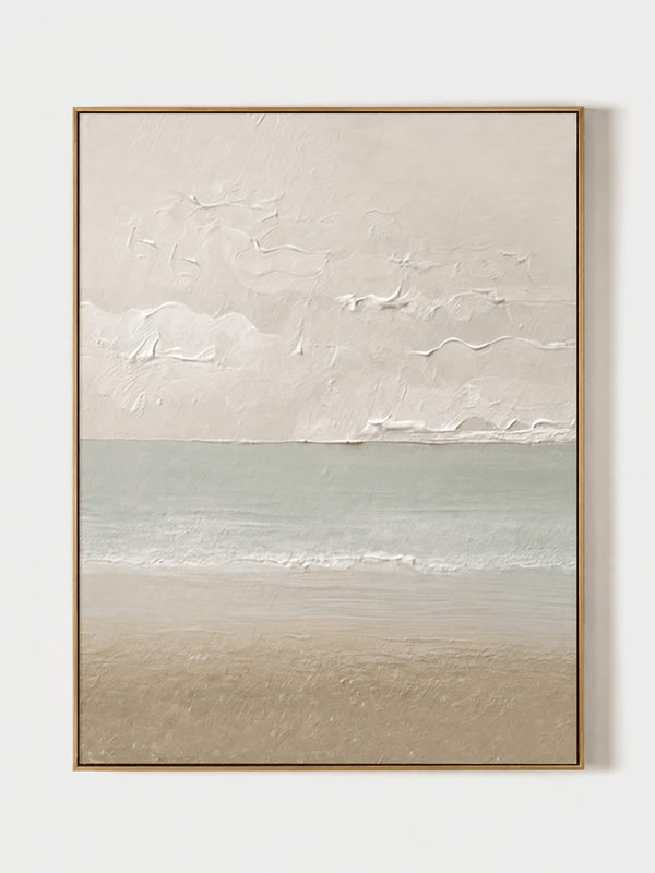 Minimalist Textured Coastal Wall Art, Calm Sea Horizon
