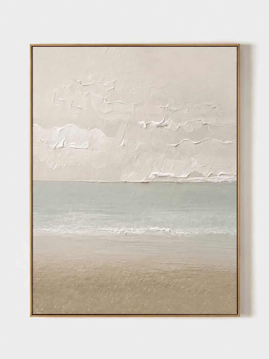 Minimalist Textured Coastal Wall Art, Calm Sea Horizon