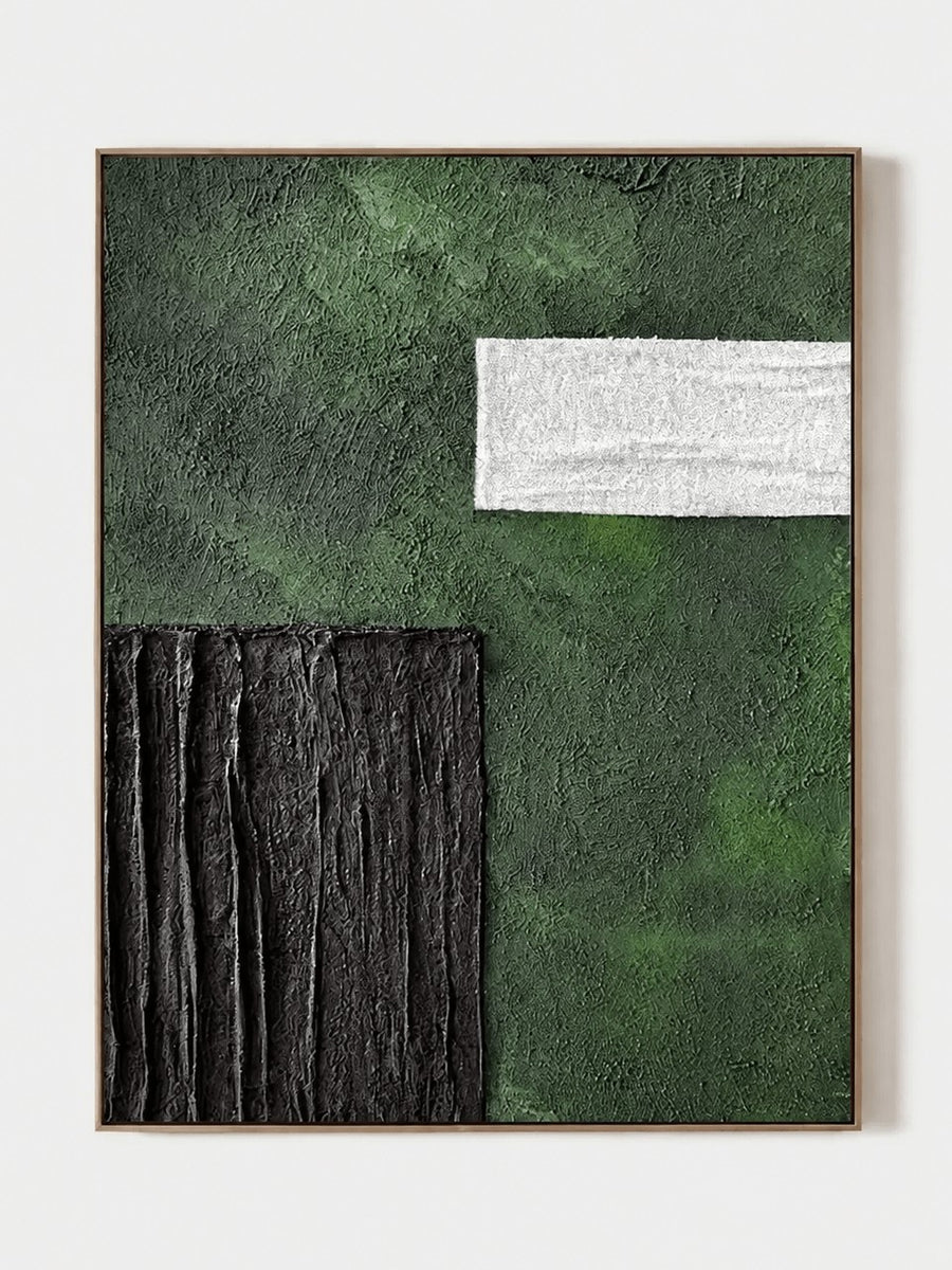 Minimalist Textured Green Geometric Abstract Wall Art