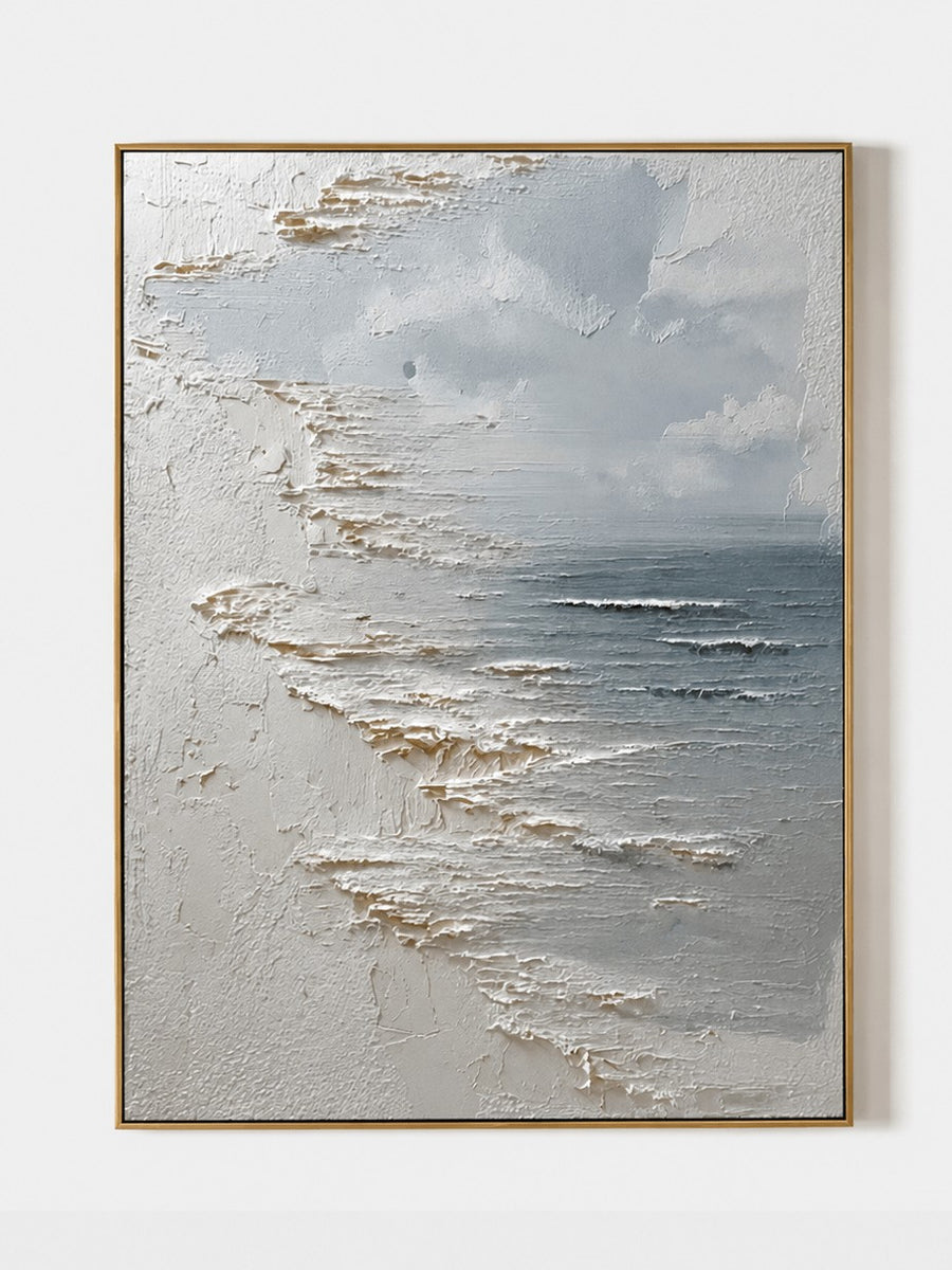 Minimalist Textured Ocean Waves Wall Art