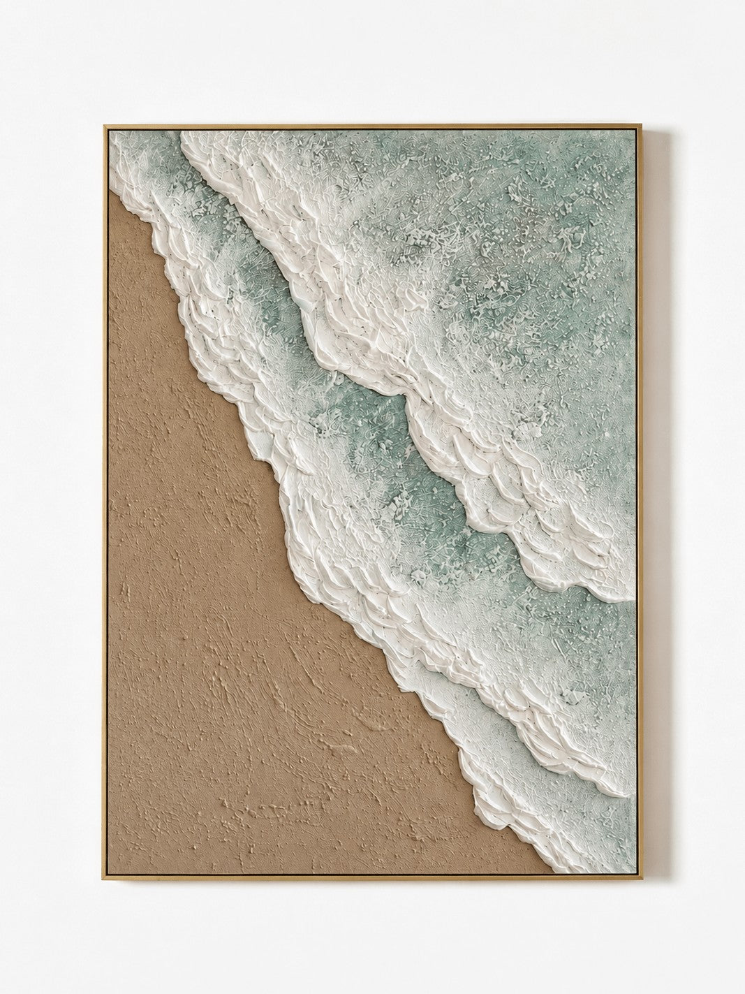 Minimalist Textured Sage Green Beach Wave Wall Art