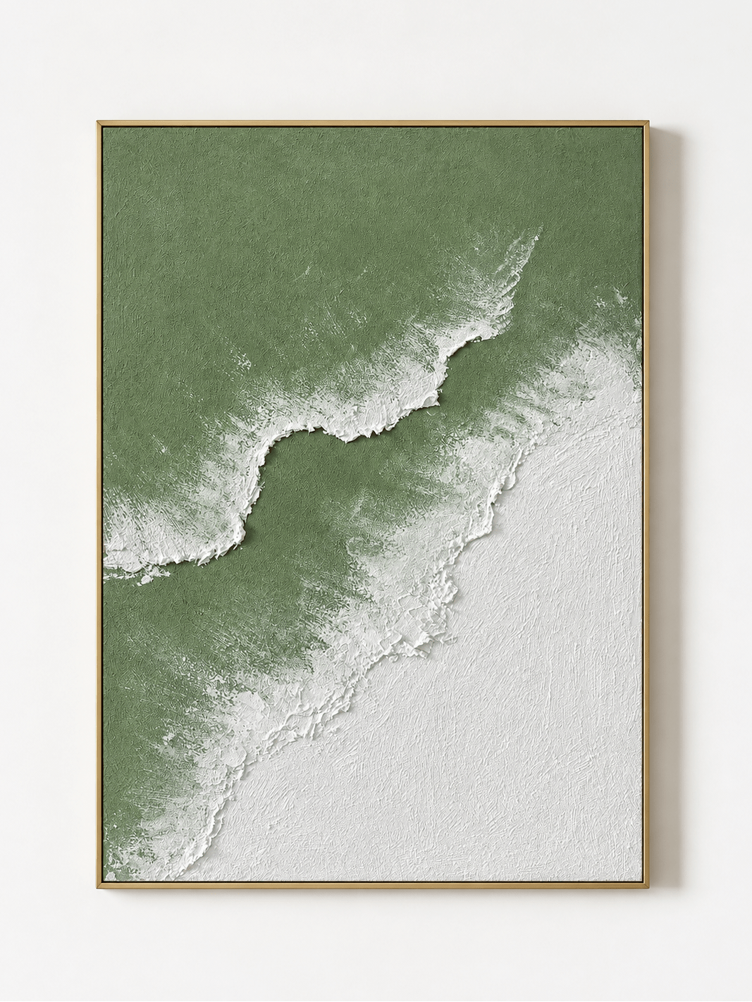 Minimalist Textured Sage Green Ocean Wave Wall Art