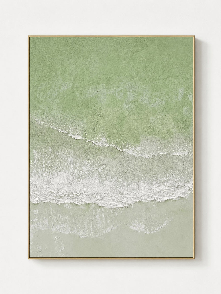 Minimalist Textured Sage Green Shoreline Wall Art