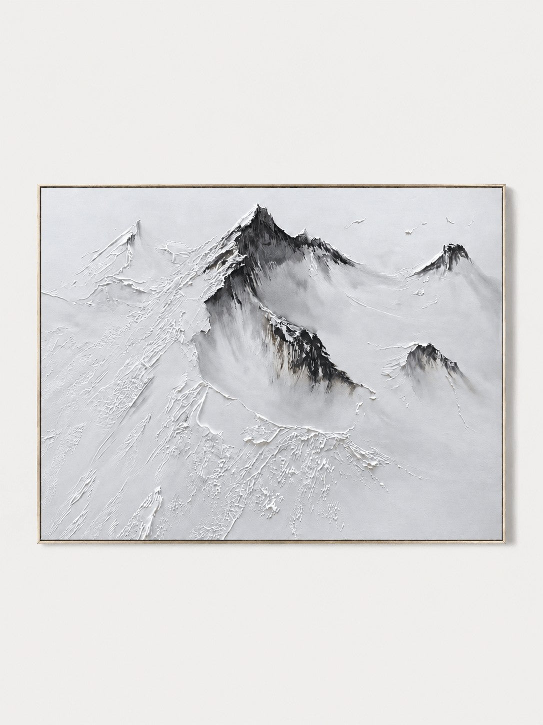 Minimalist Textured Snow Mountain Wall Art