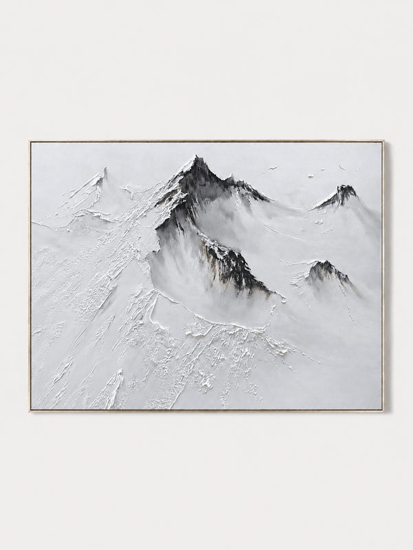 Minimalist Textured Snow Mountain Wall Art
