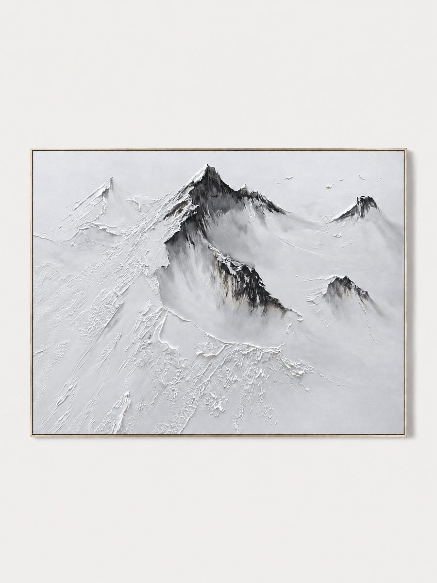 Minimalist Textured Snow Mountain Wall Art