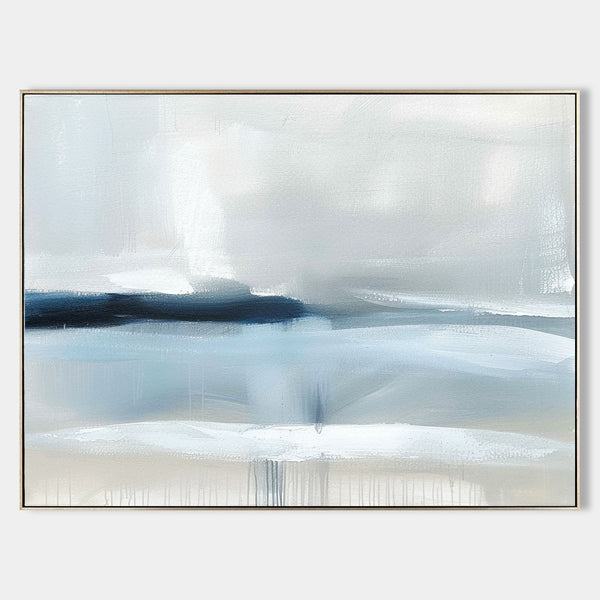 Misty Blue Shoreline in Soft Fog