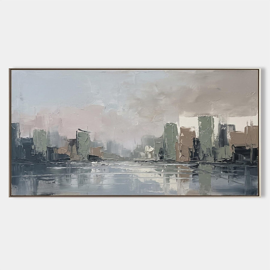 Misty Riverside Skyline in Sage