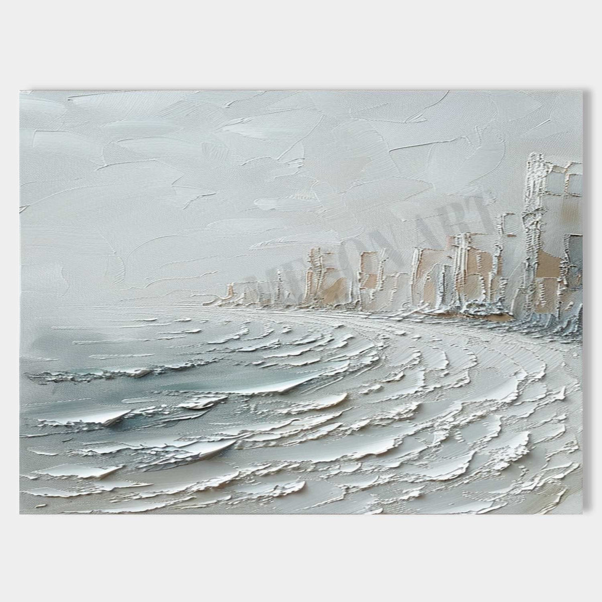 Misty Shoreline City in White