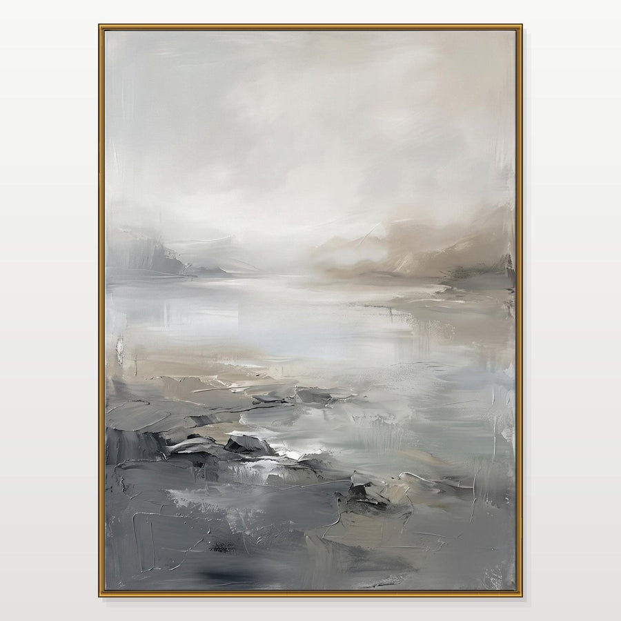 Misty Shoreline in Silver Gray