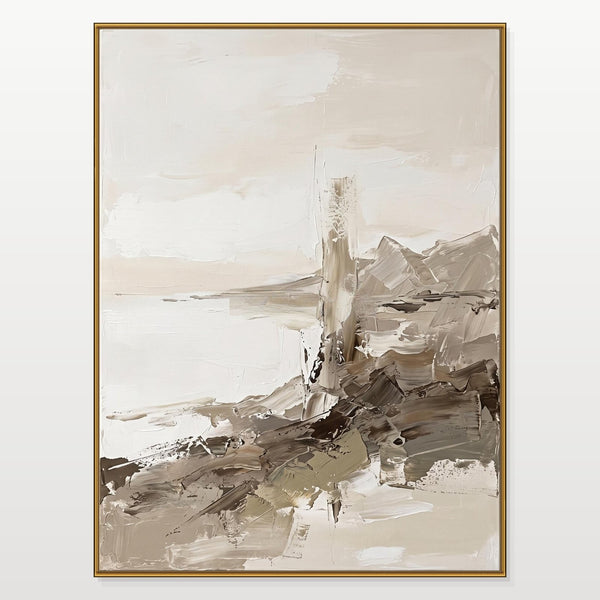 Misty Shoreline in Taupe and Ivory