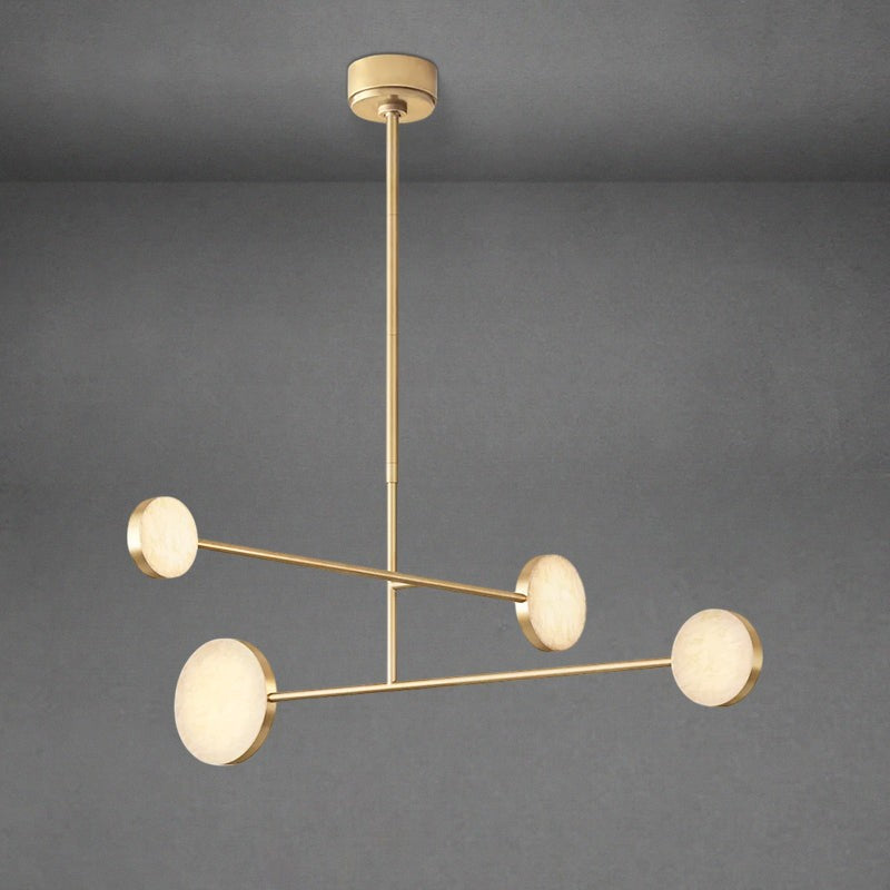 Mobile-Style Alabaster and Steel Branch Chandelier