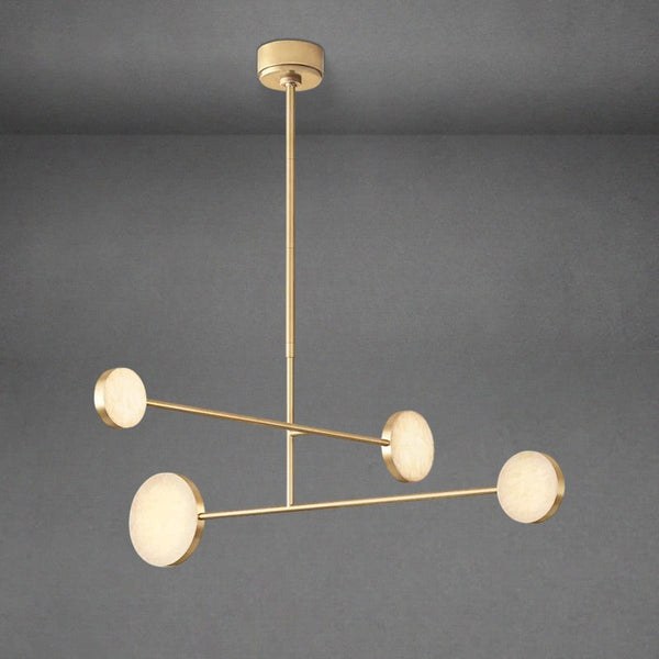 Mobile-Style Alabaster and Steel Branch Chandelier