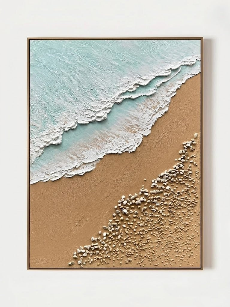 Modern 3D Coastal Ocean Beach Texture Wall Art
