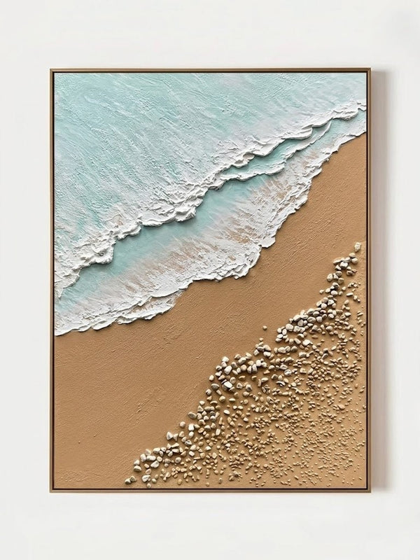 Modern 3D Coastal Ocean Beach Texture Wall Art