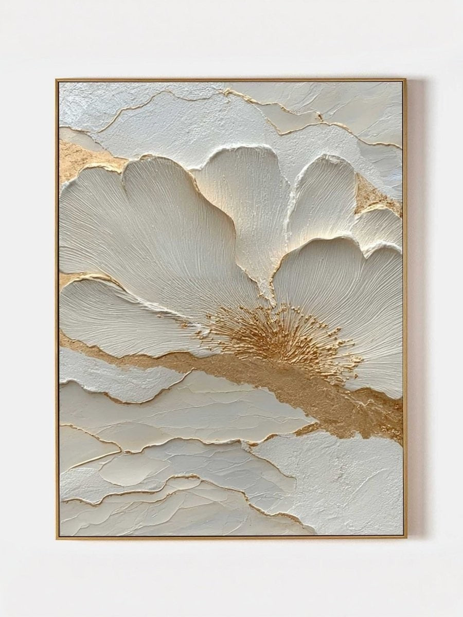 Modern 3D Sculptural White Floral Wall Art