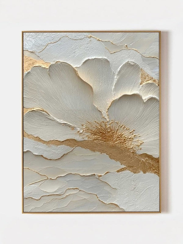 Modern 3D Sculptural White Floral Wall Art