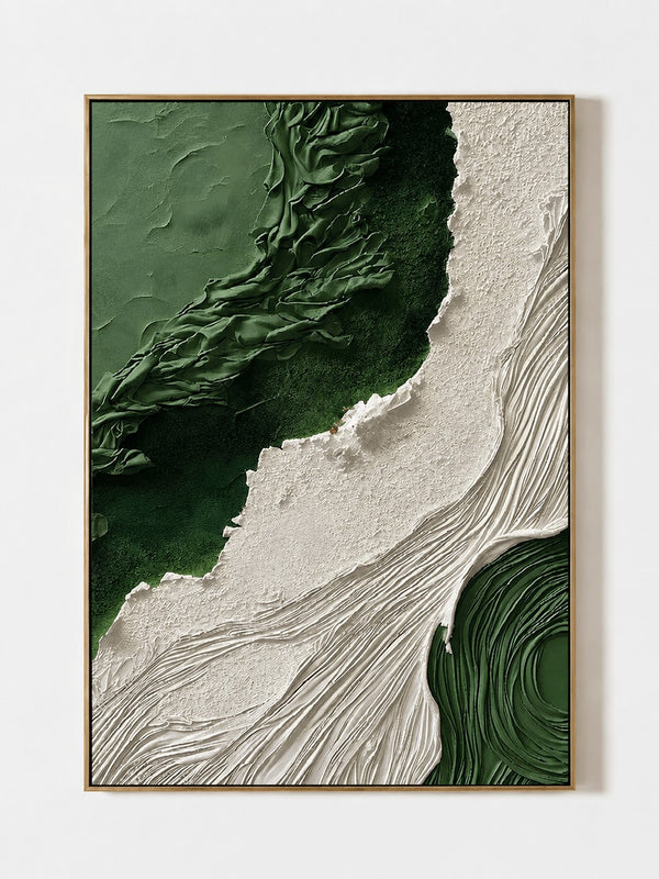 Modern 3D Textured Wall Art, Emerald Current