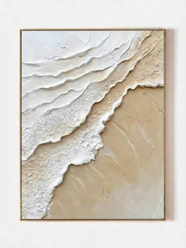 Modern Abstract Coastal Tide Textured Canvas Wall Art