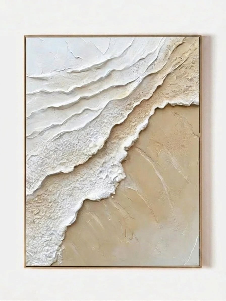 Modern Abstract Coastal Tide Textured Canvas Wall Art