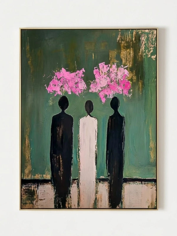 Modern Abstract Figures Emerald Green Wall Art