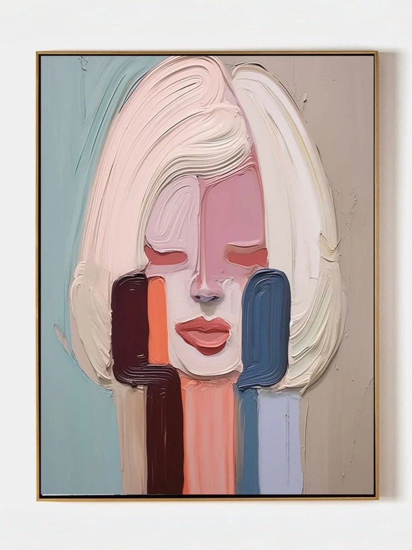 Modern Abstract Impasto Portrait Canvas Wall Art