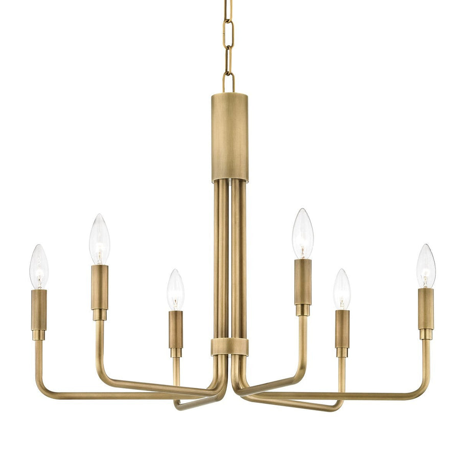 Modern Aged Brass Candelabra Chandelier