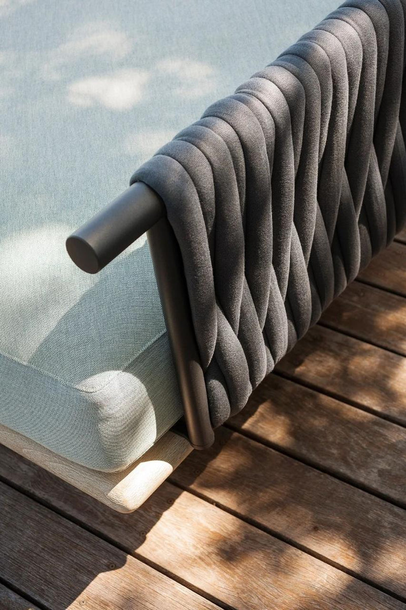 Modern and Luxury Outdoor Sectional Sofa Set for Patio/Terrace + Olefin Fabric + Solid Teak