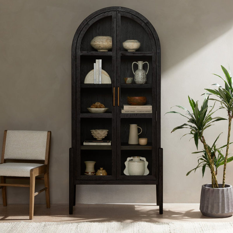 Modern Black Arched Display Cabinet - Main View