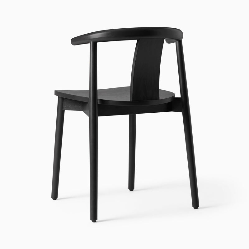 Modern Black Curved Back Dining Chair – Solid Wood Minimalist Silhouette