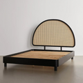 Modern Black Rattan Platform Bed - Lifestyle Setting