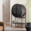 Modern Black Round Cane Cabinet - Detail View