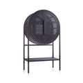 Modern Black Round Cane Cabinet - Lifestyle Setting