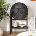 Modern Black Round Cane Cabinet - Main View