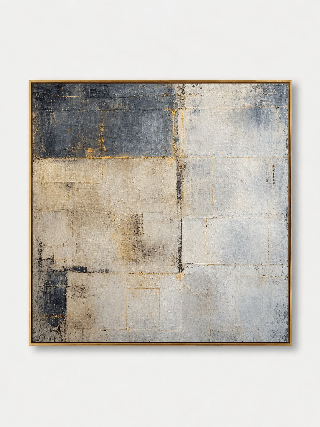 Modern Blue Gray Textured Color Block Painting