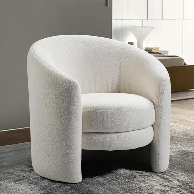 Modern Bouclé Barrel Accent Chair - Main View