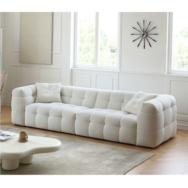 Modern Bouclé Cube Sofa - Main View