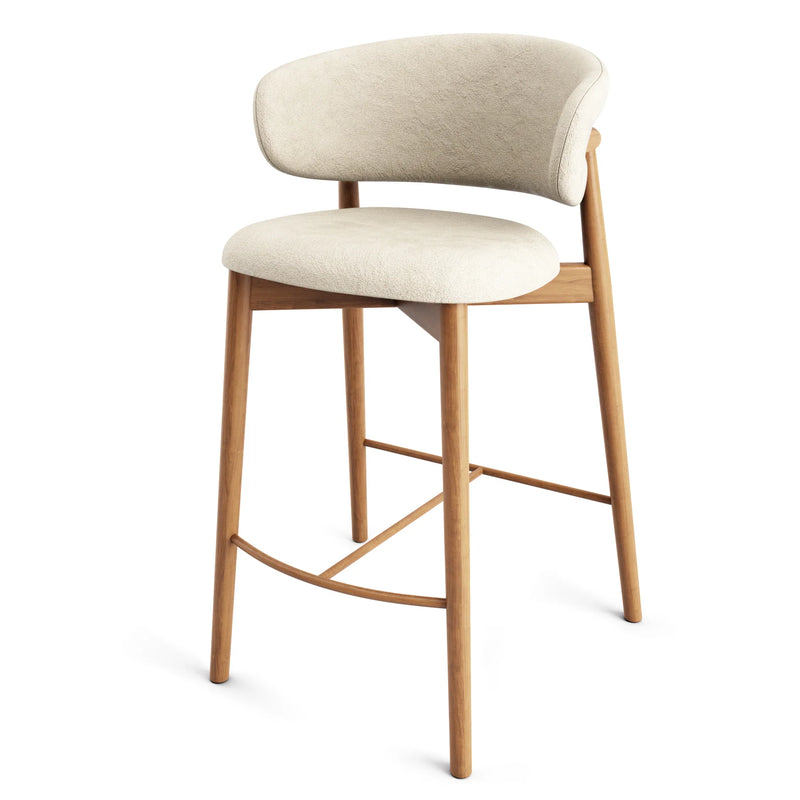 Modern Bouclé Upholstered Counter Stool - Main View