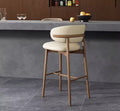 Modern Bouclé Upholstered Counter Stool - Side View