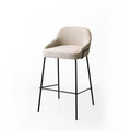Modern Bouclé Upholstered Counter Stool - Side View