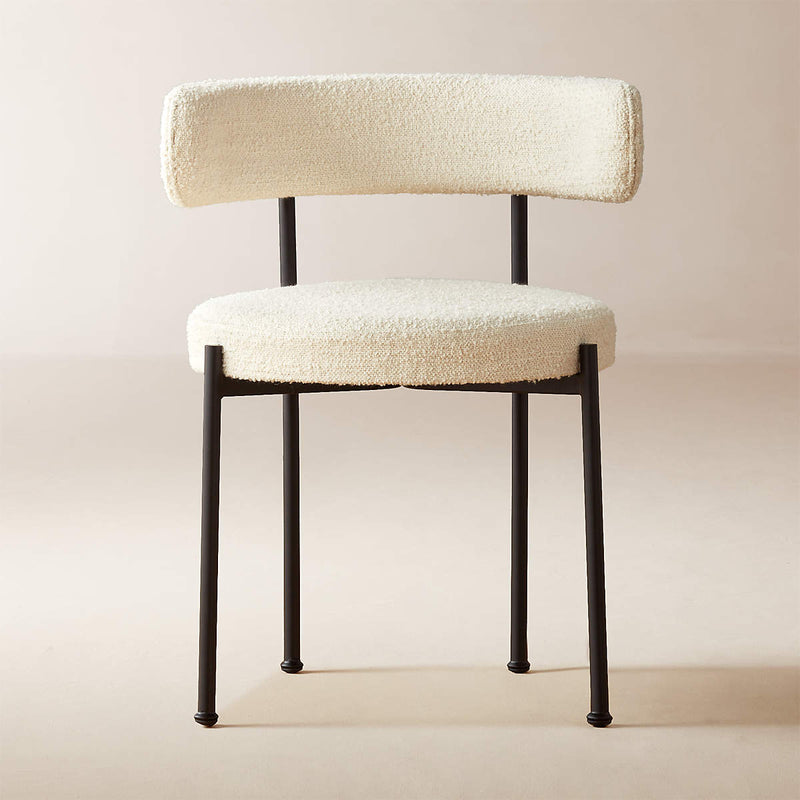 Modern Bouclé Upholstered Dining Chair - Main View