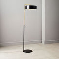 Modern Brass & Black Drum Floor Lamp - Detail View