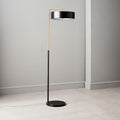Modern Brass & Black Drum Floor Lamp - Main View