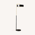 Modern Brass & Black Drum Floor Lamp - Side View
